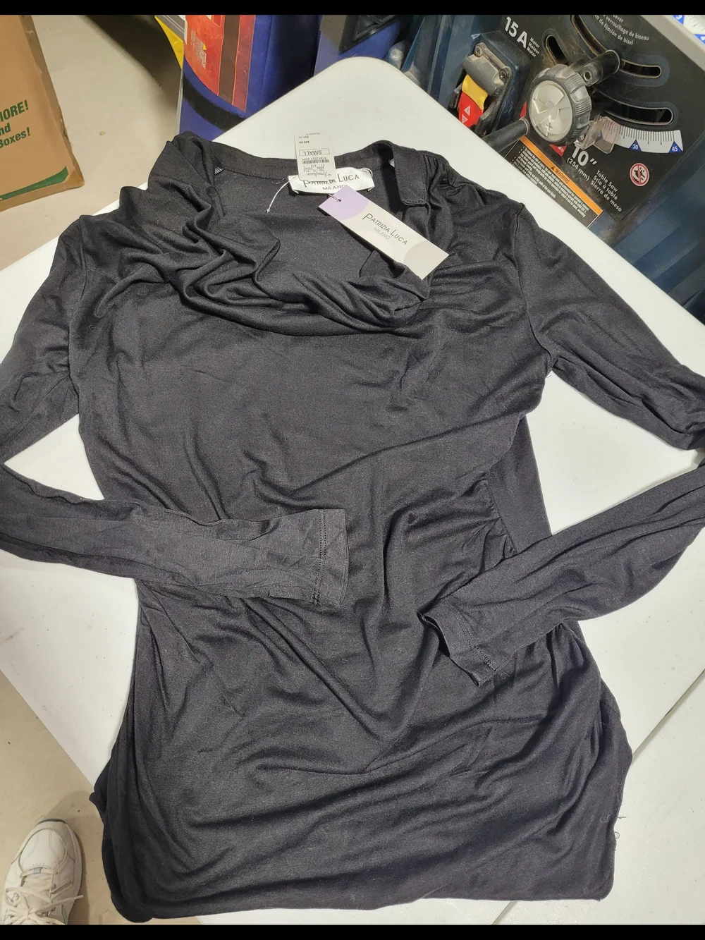 Patrizia Luca Black Long Sleeve Drape Top - Picture 1 of 4